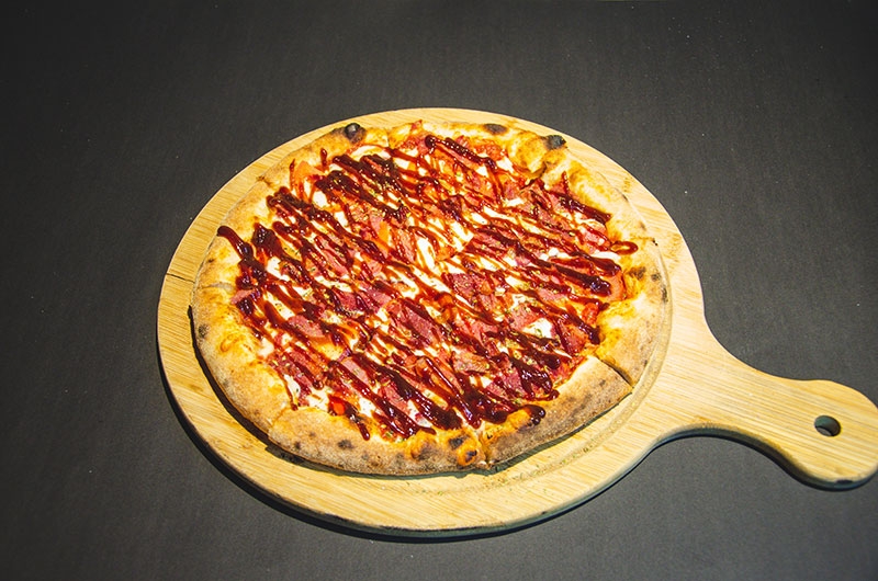 Pizza with bbq sauce